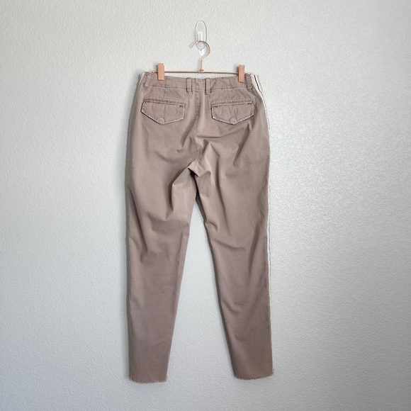 MONROW Side Stripe casual brunch pant in sand raw step hem size 27 - Picture 7 of 11